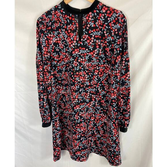 Ann Taylor LOFT Berry Velvet Trim Cutout Dress Size Small Tall - Picture 2 of 8